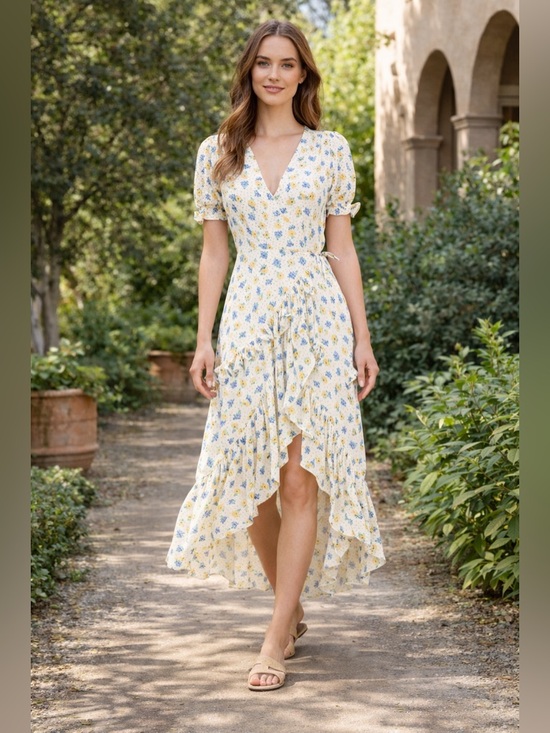 Lost + Wander Dresses & Skirts - Lost + Wander Mama Mia Ruffled Floral Wrap Dress NWT